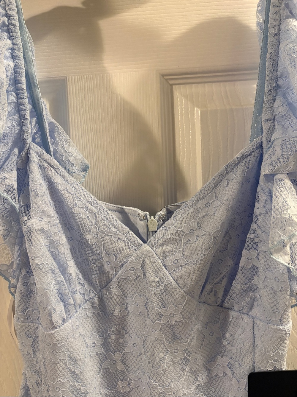 Lulu's Light Blue Lace Ruffle Mini Dress - Picture 2 of 5
